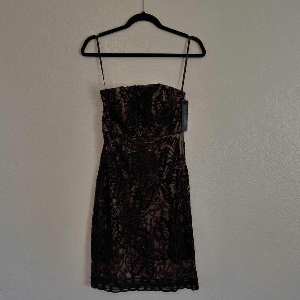 New vintage y2k Sue Wong Black Strapless Lace embellished wedding guest Dress - Picture 8 of 14